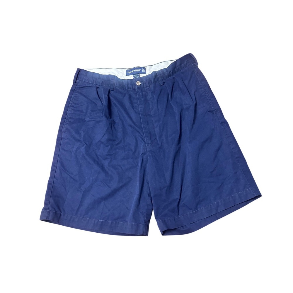 Polo Golf Ralph‎ Lauren Mens Navy Blue Pleated Classic Golf Shorts Size 35